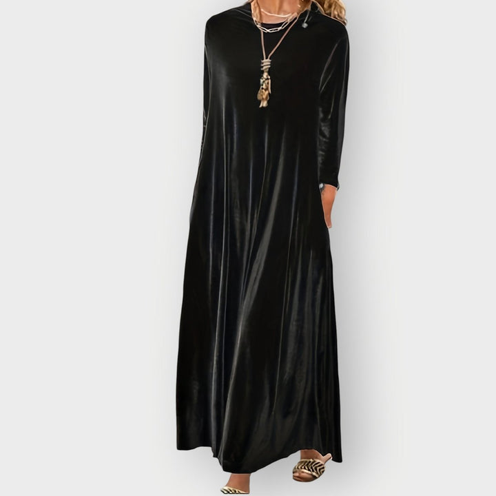 Elisabeth | Samt Maxi-Kleid – Elegantes langärmliges Design für Frauen
