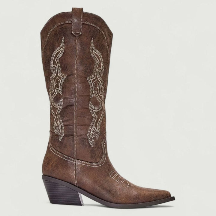 Nora | Kniehohe Westernstiefel mit Spitzer Zehenpartie