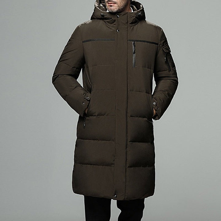 Wade | Hooded Longline Puffer Coat – Elegant Winter Style für Männer