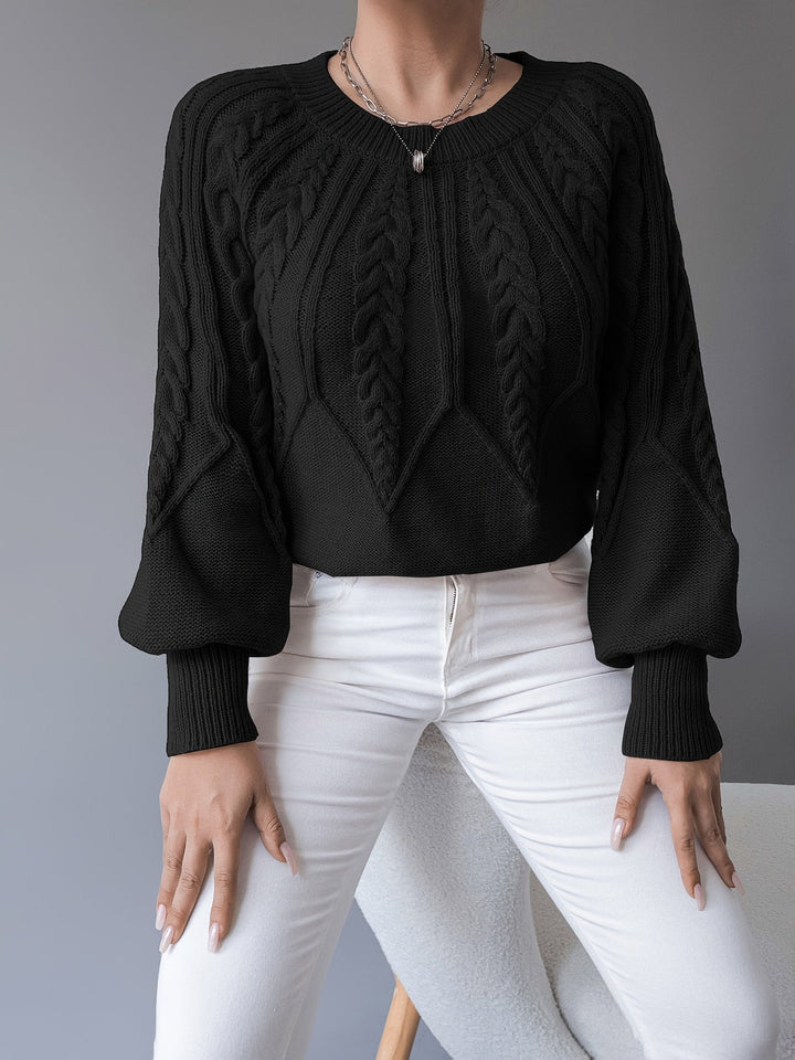 Sabine | Cable-Knit Sweater für Frauen mit Lantern Sleeves