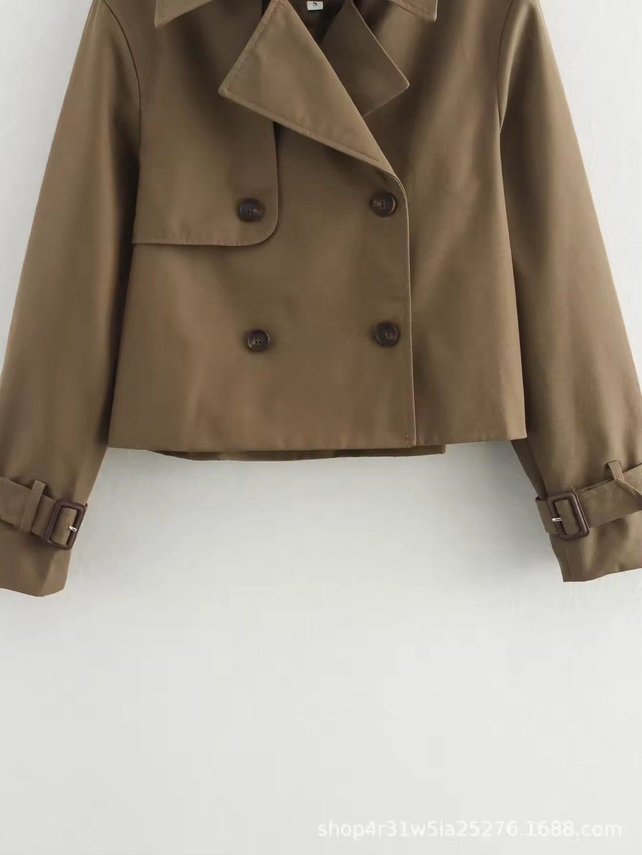 Elena | Short Double-Breasted Trench Coat with Modern Chic