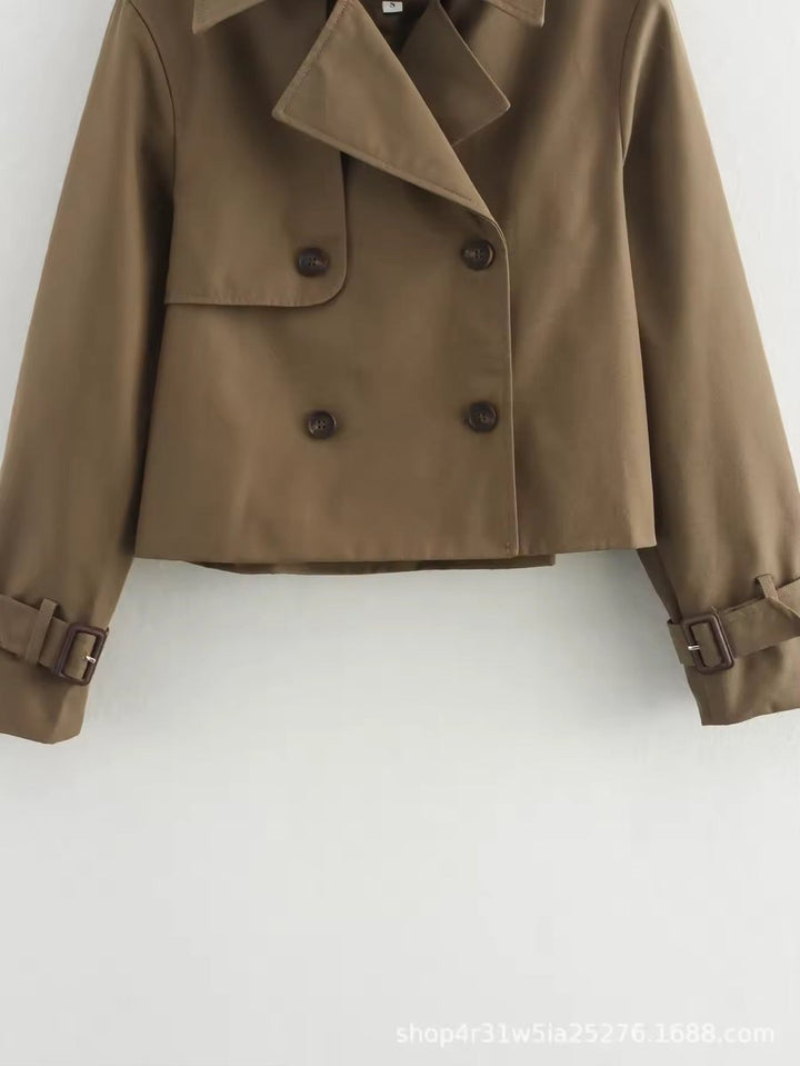 Elena | Short Double-Breasted Trench Coat with Modern Chic