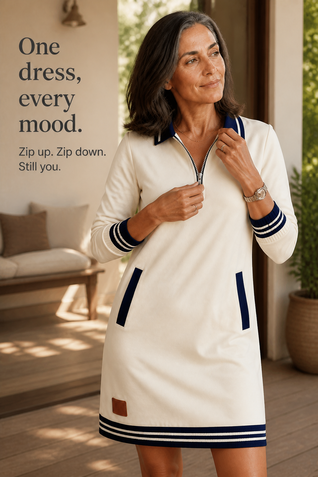 Colvera | Quarter-Zip Sweatshirt-Kleid für Frauen