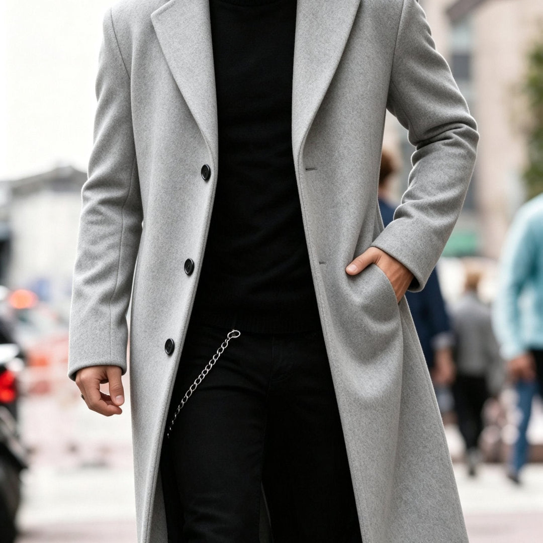 Chandler | Long Trench Coat – Timeless Elegance for Men