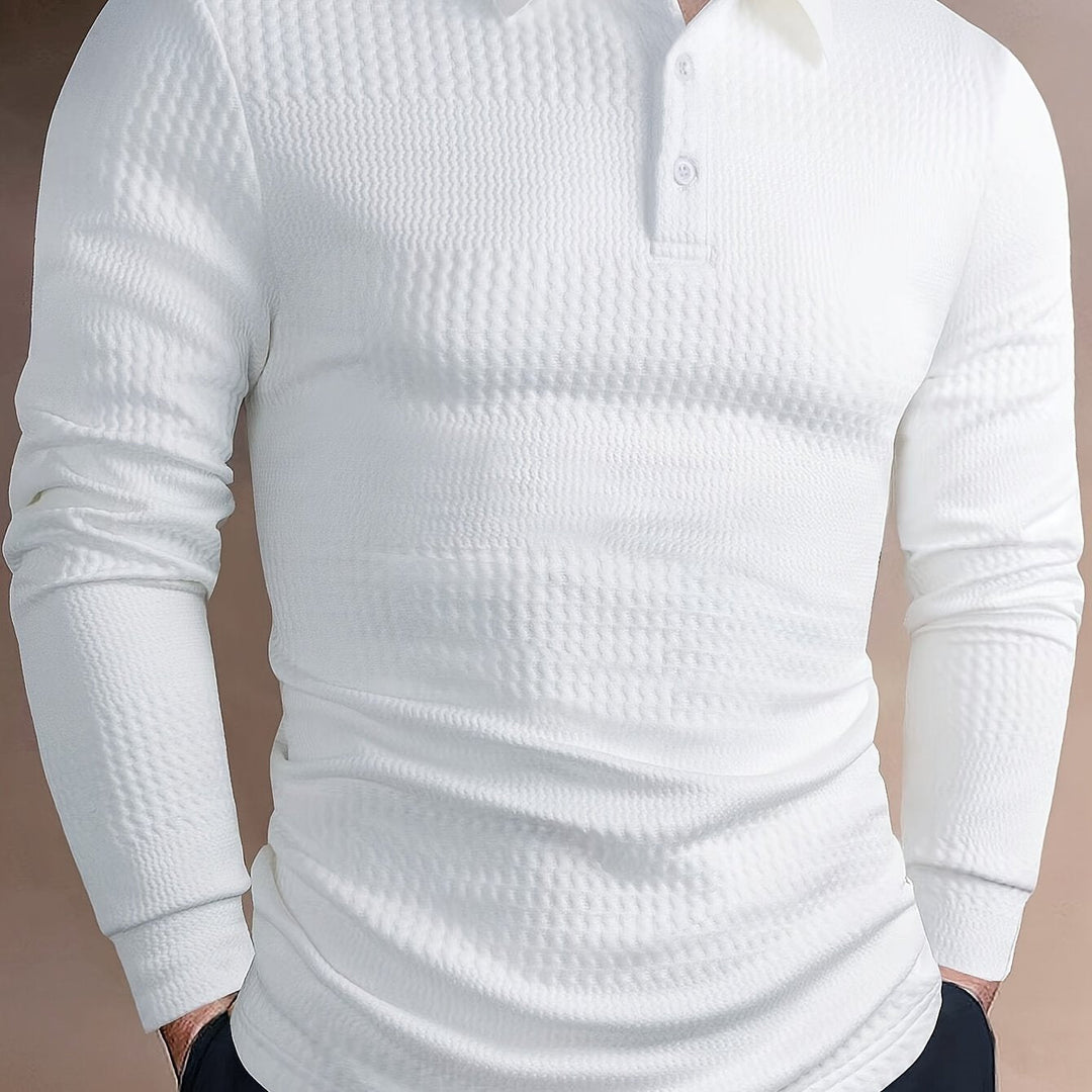 Fletcher | Langarm-Polohemd mit strukturiertem Design