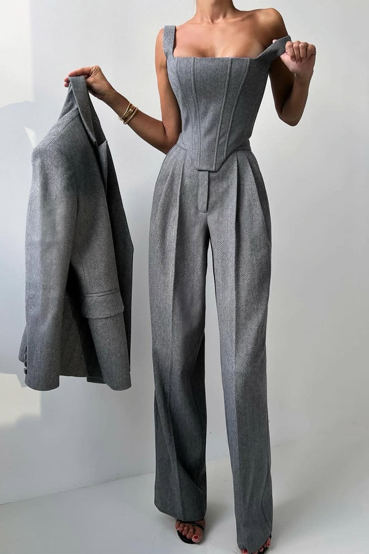 Elena | Elegantes Dreiteiliges Zweireiher-Blazer-Set Für Damen