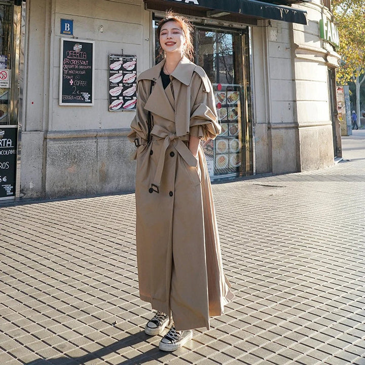 Amelie | Eleganter Maxi Trenchcoat Mit Bindegürtel