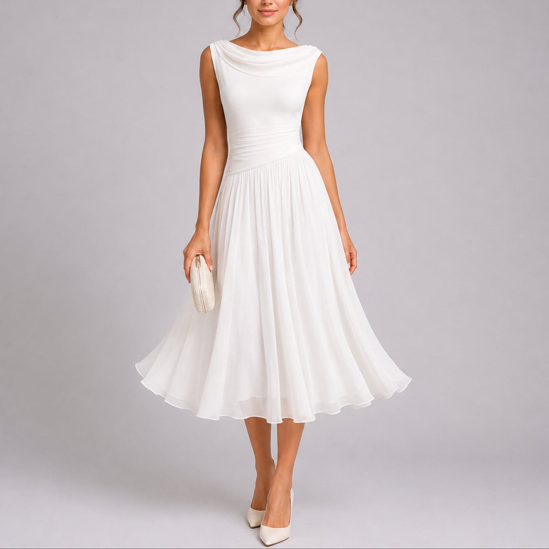Marlene | Elegant Fall Wedding Dress with Draped Neckline