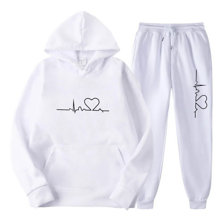 Drune | Damen Trainingsanzug – Bequemer Hoodie mit Herz-Druck