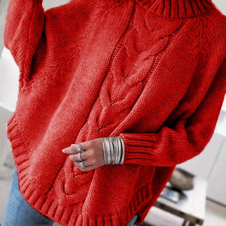 Corinna | Grober Rollkragen-Kabelstrickpullover für Frauen