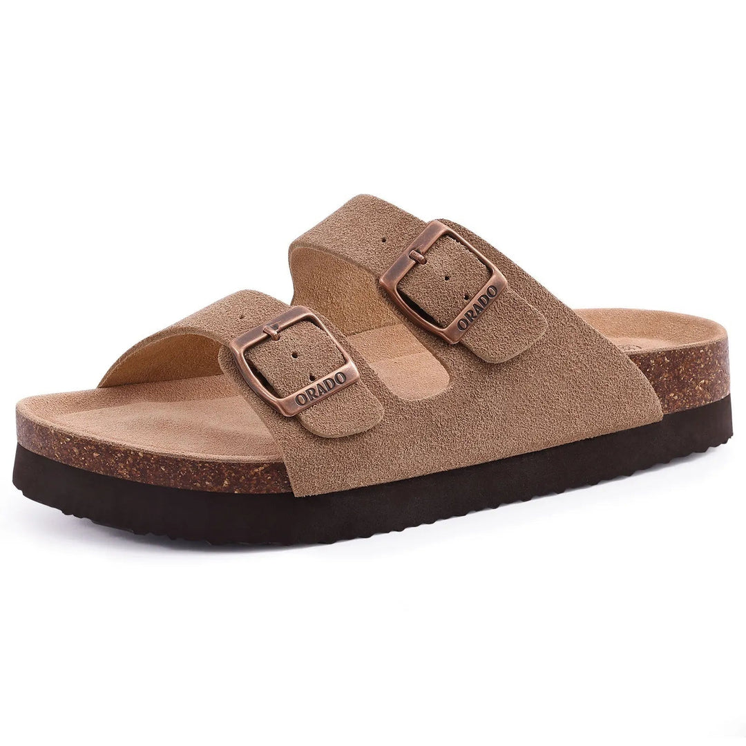 Lotte | Stilvolle Und Bequeme Wildleder-Pantoletten Mit Korksohle