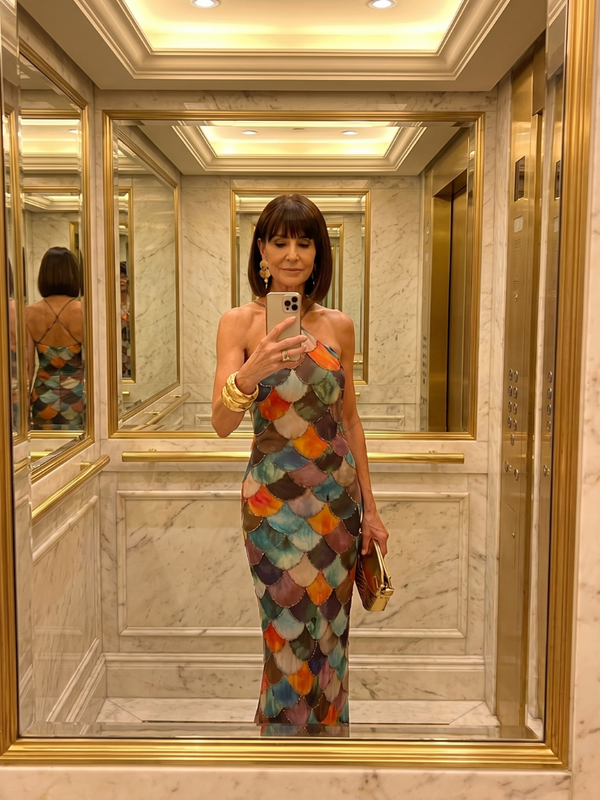 Elisa | Colorful Halter Maxi Dress With a Striking Scale Pattern