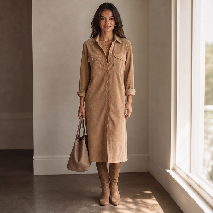 Lova | Satin-Look Midi Shirt Dress für stilvolles Outfit