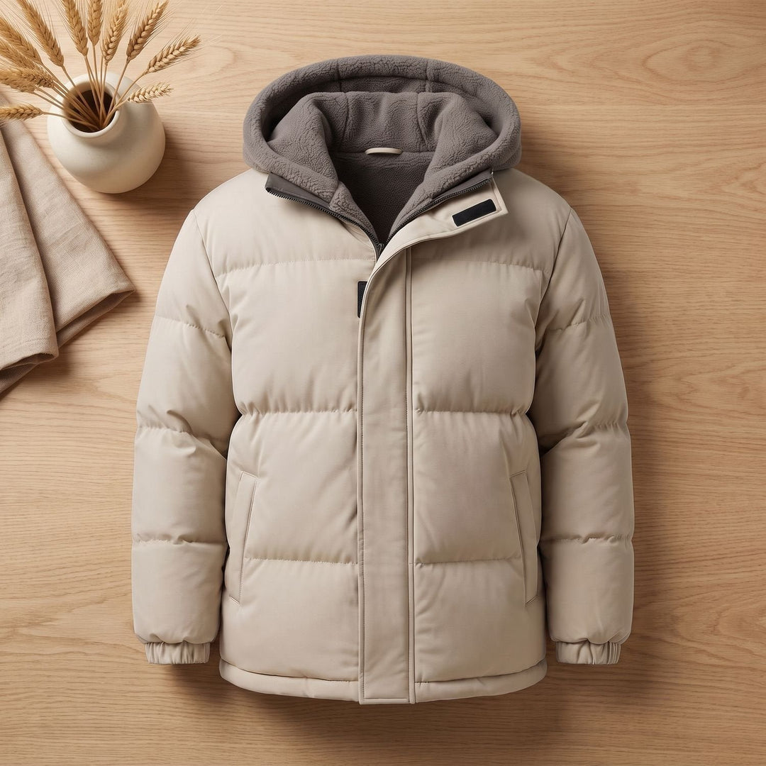 Leon | Herren Pufferjacke mit Fleece-Kapuze – Winter Style