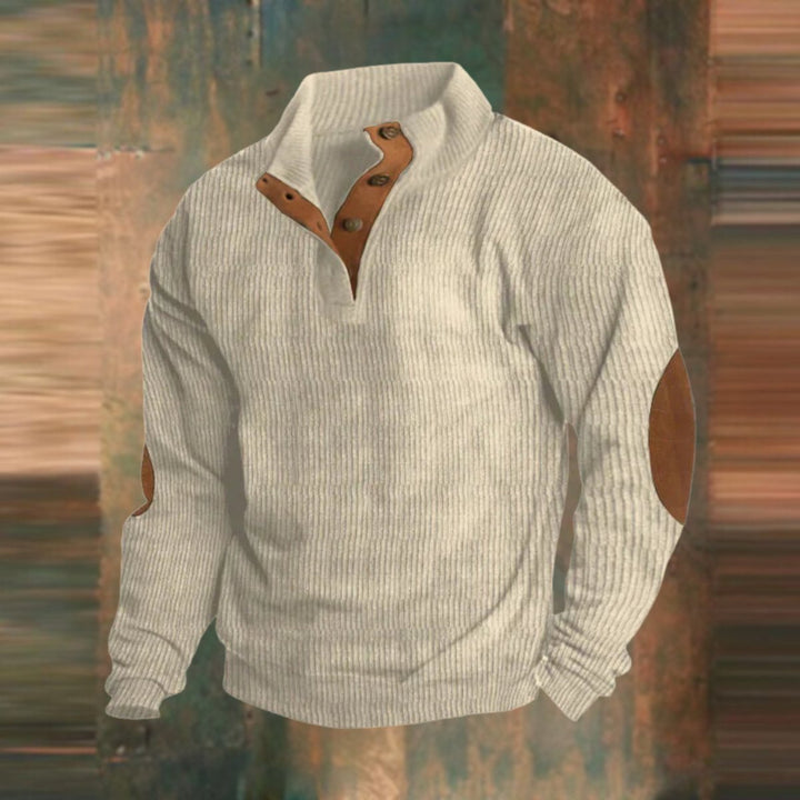 Maximilian | Rippstrick Pullover mit Knopfkragen für Herren