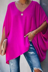 Celina | Oversized Tunic Top with Batwing Sleeves and V-Neck