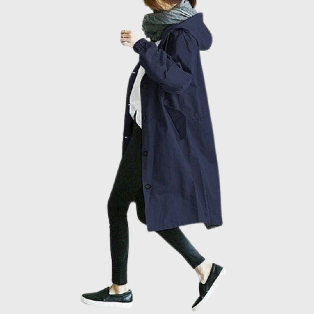 Ruby | Water-Repellent Hooded Trench Coat with a Long Silhouette