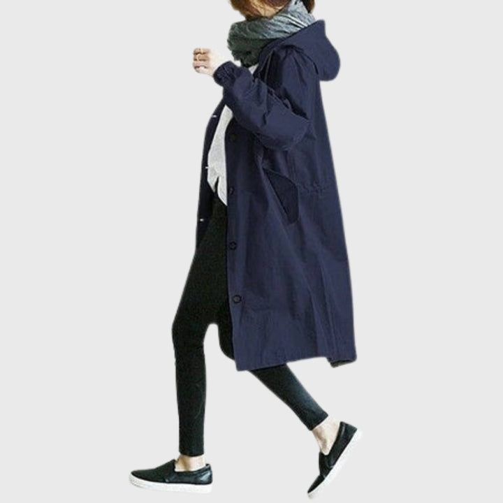 Ruby | Water-Repellent Hooded Trench Coat with a Long Silhouette