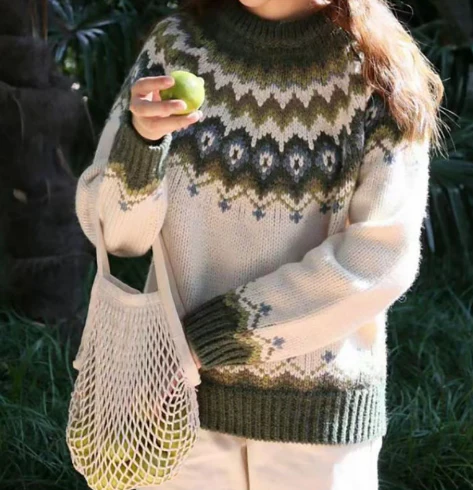 Daria | Wollpullover mit nordischem Muster für Frauen