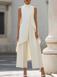 Leonie | Modernes Zweiteiliges Damen-Set mit asymmetrischem Oberteil und weiter Hose