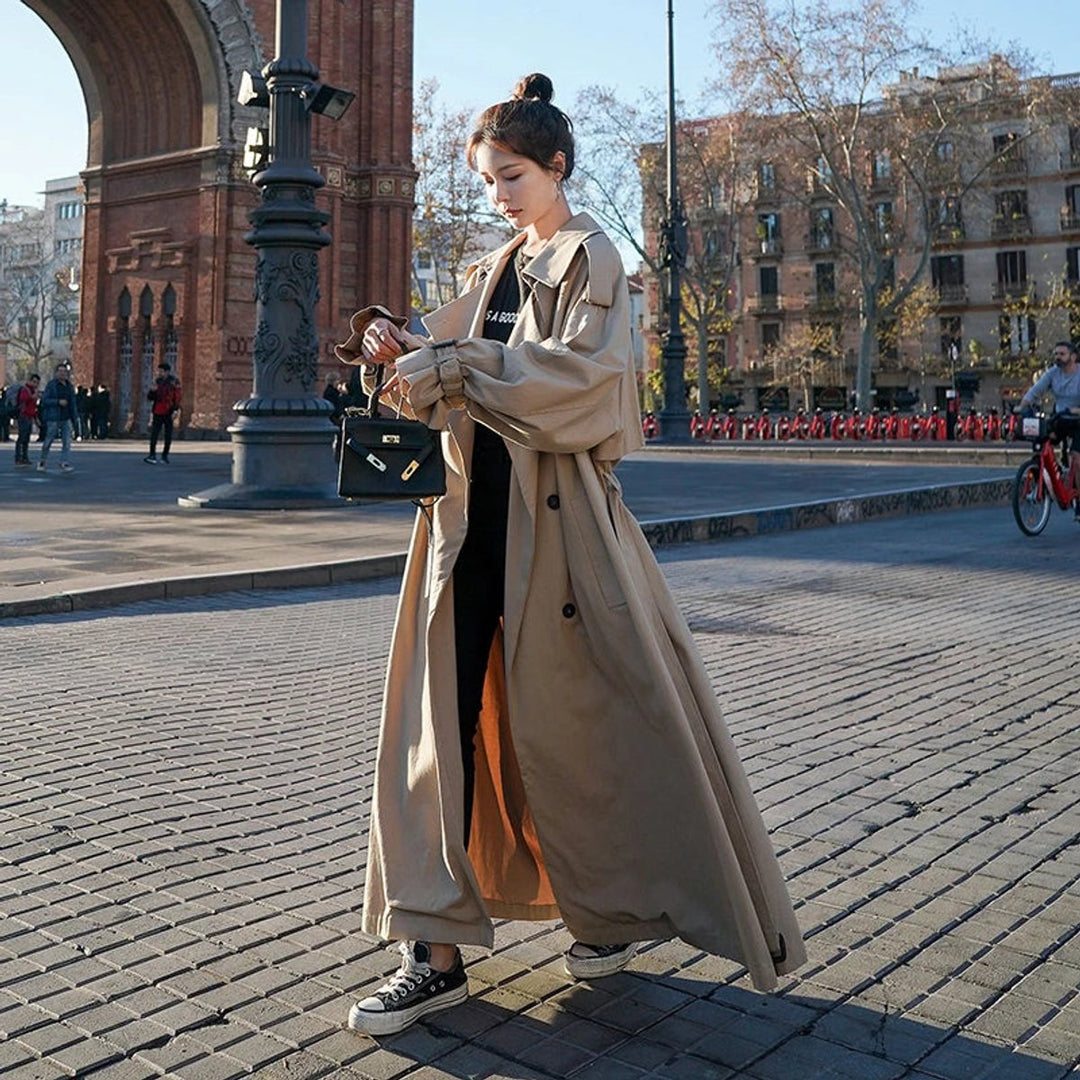 Amelie | Eleganter Maxi Trenchcoat Mit Bindegürtel