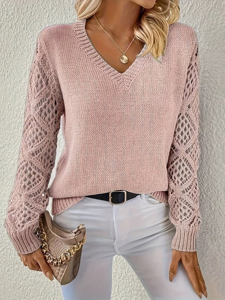 Elisabeth | Lochstrick Pullover – Eleganter V-Ausschnitt für Damen