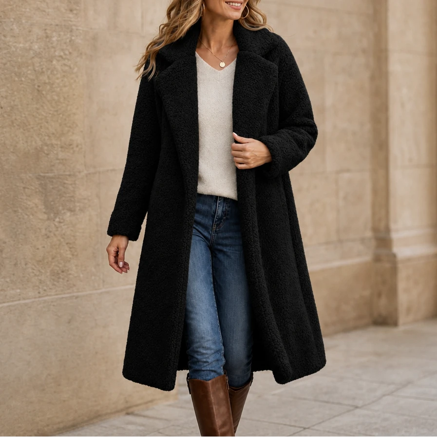 Veloura | Long Teddy Coat – Gemütlicher Stil für Frauen