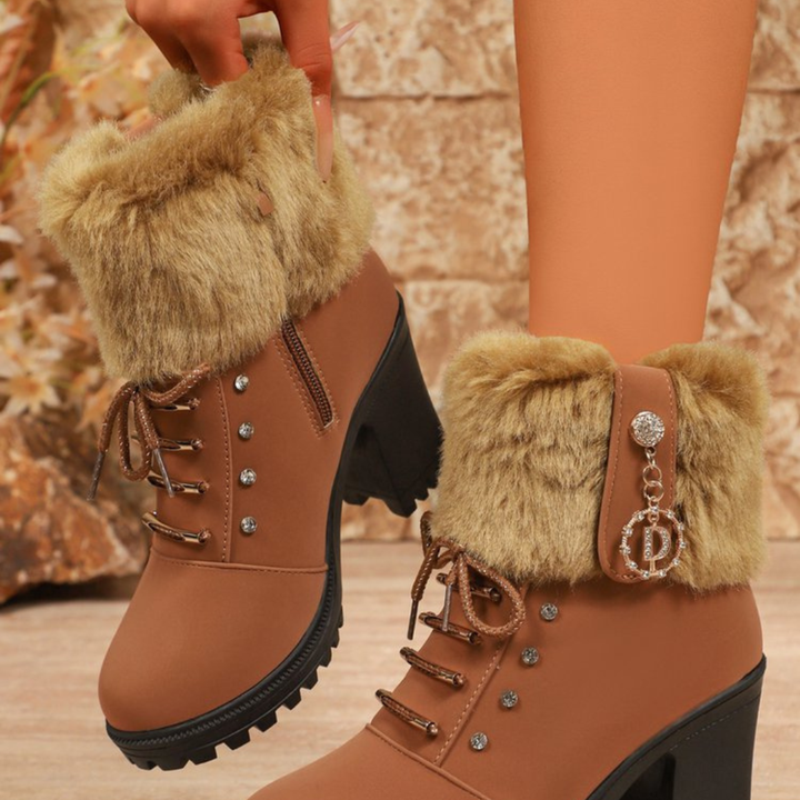 Velurea | Winter Boots – Elegante Fleece mit Blockabsatz für Damen
