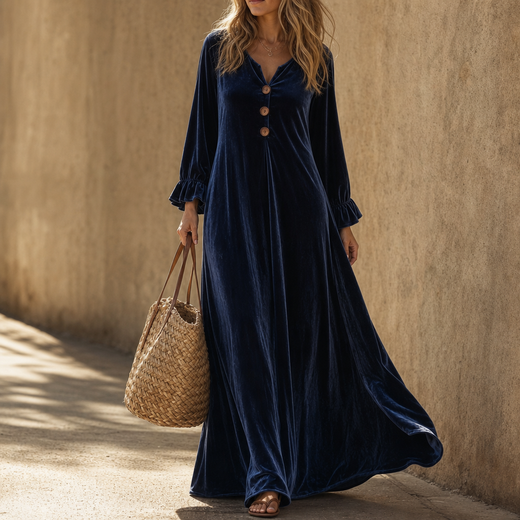 Veloura | Ruffled Sleeve Maxi Dress – Elegantes Design für Frauen