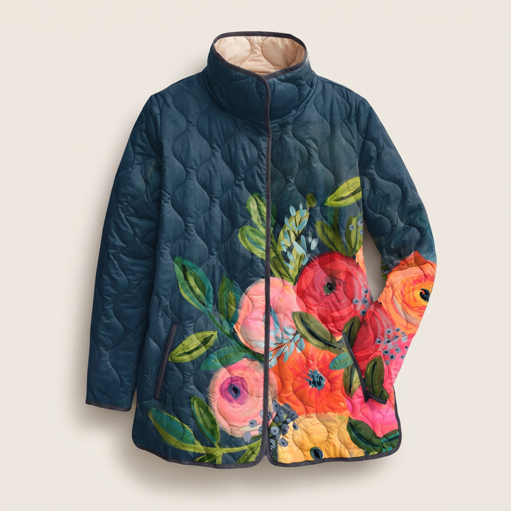 Mira | Quilted Jacket – Elegante Blumenmuster für Frauen
