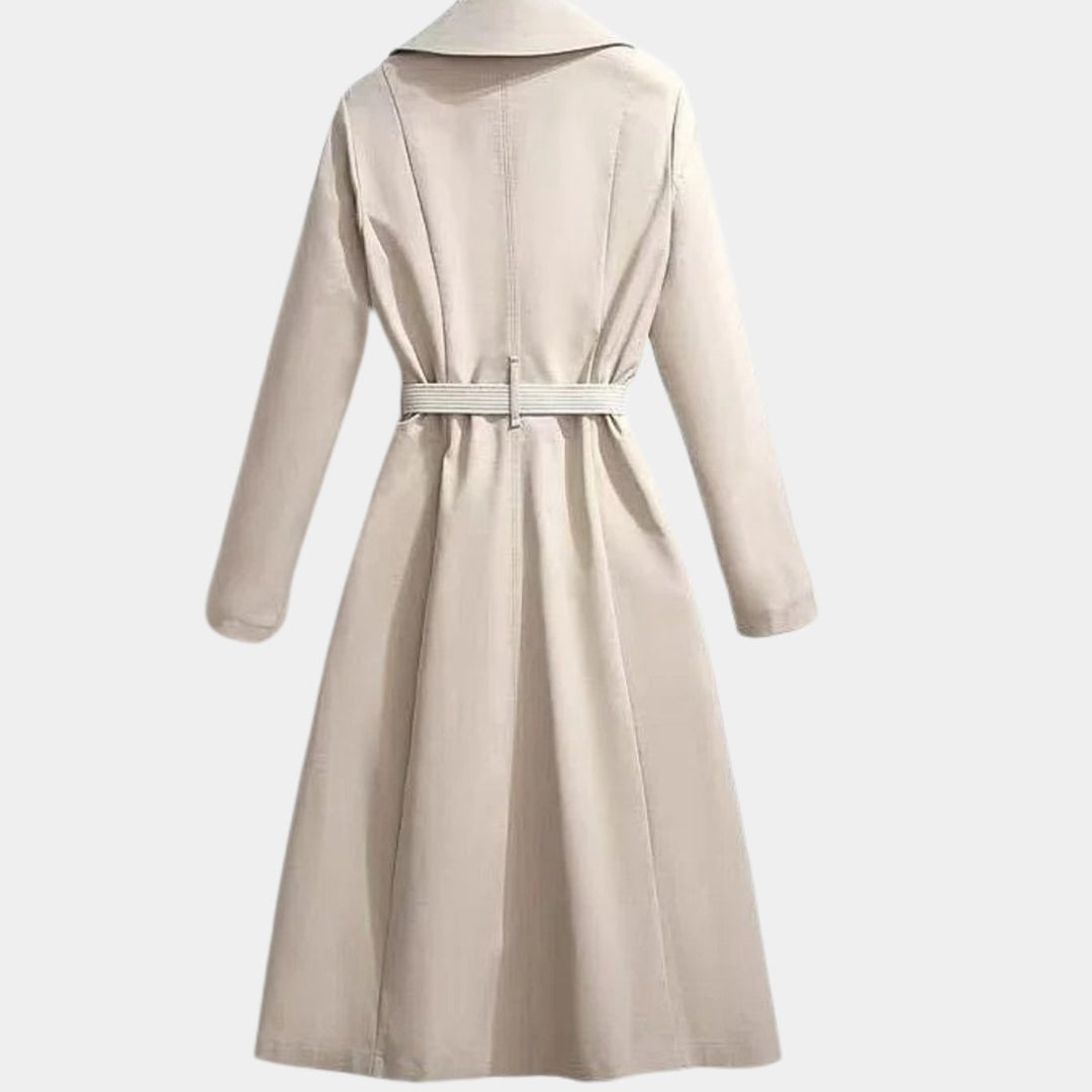 Jennifer | Elegant Midi Trench Coat with Waist Belt