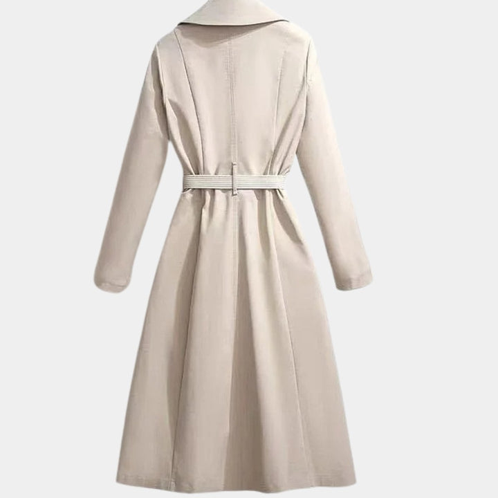 Jennifer | Elegant Midi Trench Coat with Waist Belt
