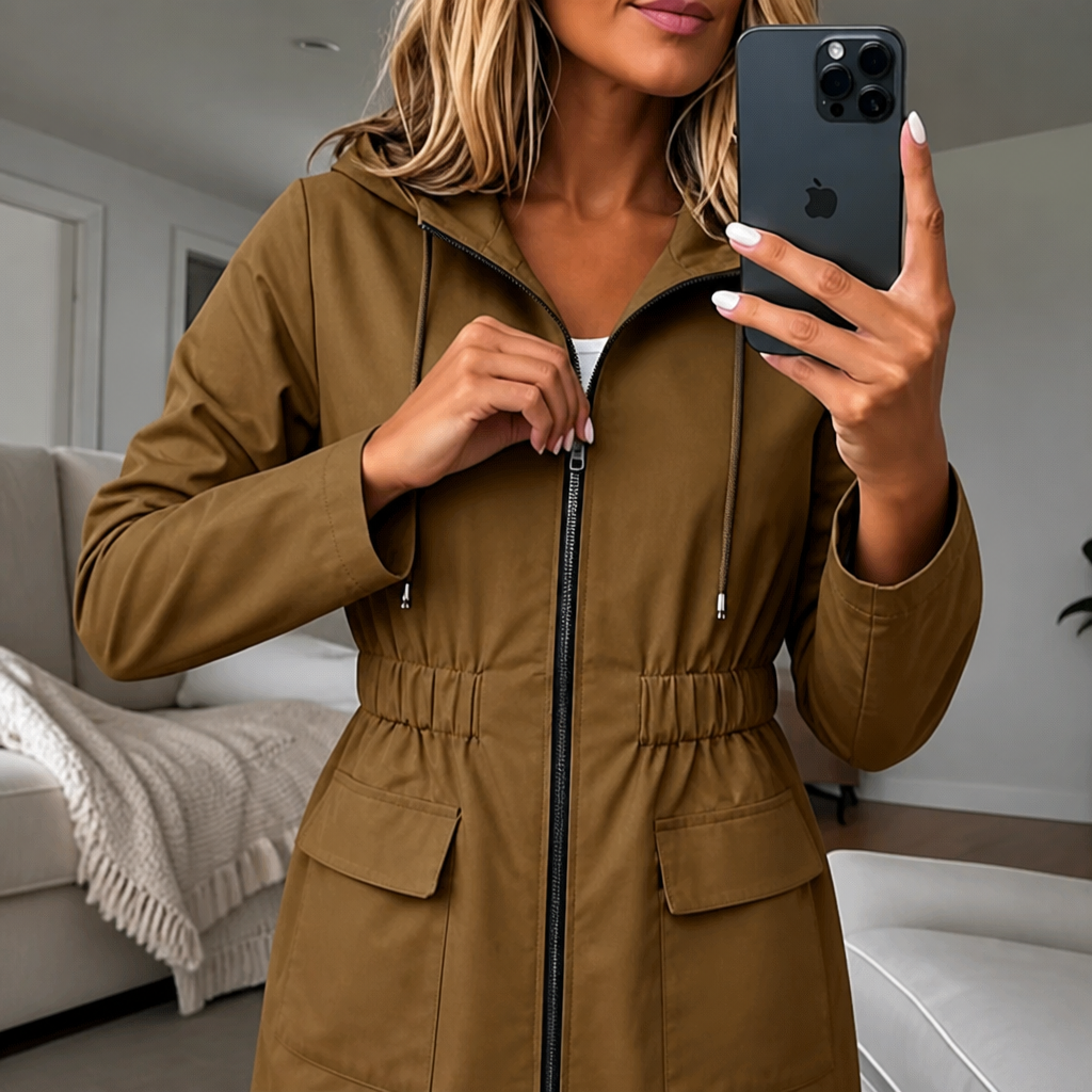 Rainfelle | Slim-Fit Kapuzen Regenjacke mit Kordelzug