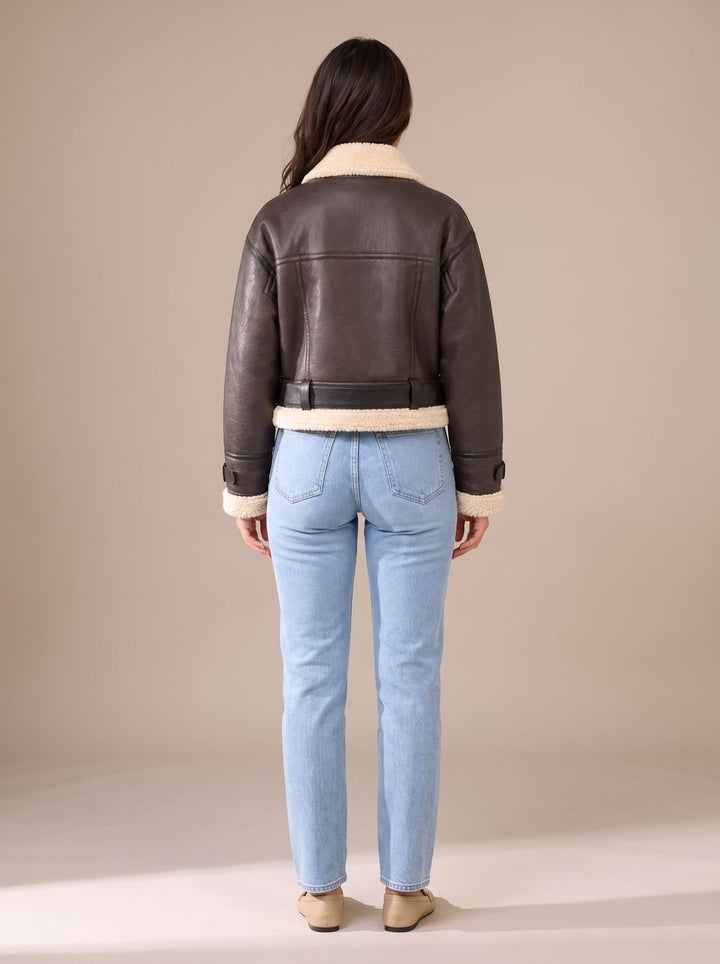 Marlene | Teddyjacke – Kurze Teddyjacke im Aviator-Stil für Damen