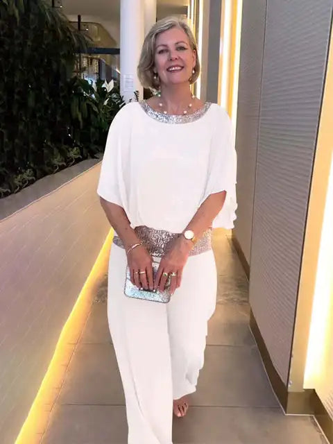 Katrin | Elegant, Flowing Two-Piece Set with Wide-Leg Trousers