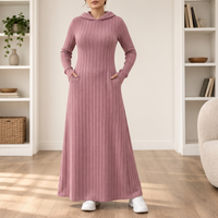 Laura | Elegant Hoodie Maxi Dress in Stretch Ribbed Knit