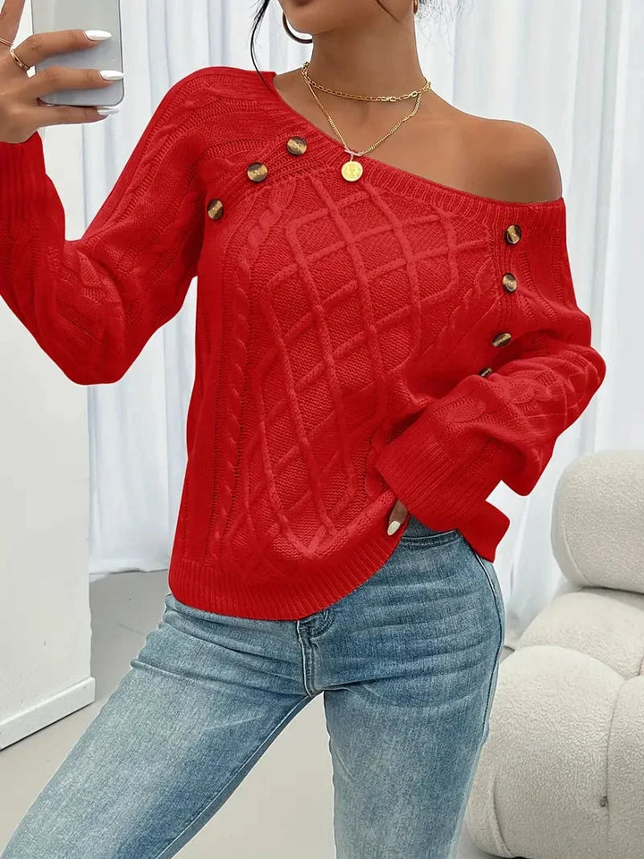 Lina | Langärmeliger Pullover mit Zopfmuster für Damen