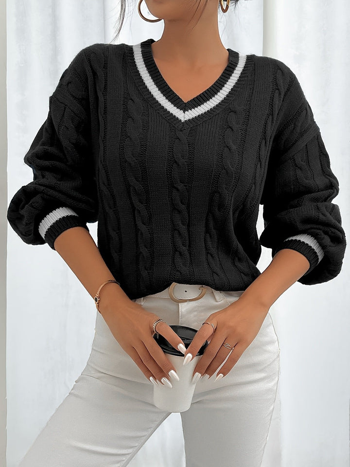 Camryn | Kabelstrick V-Ausschnitt Pullover – Zeitloser Stil