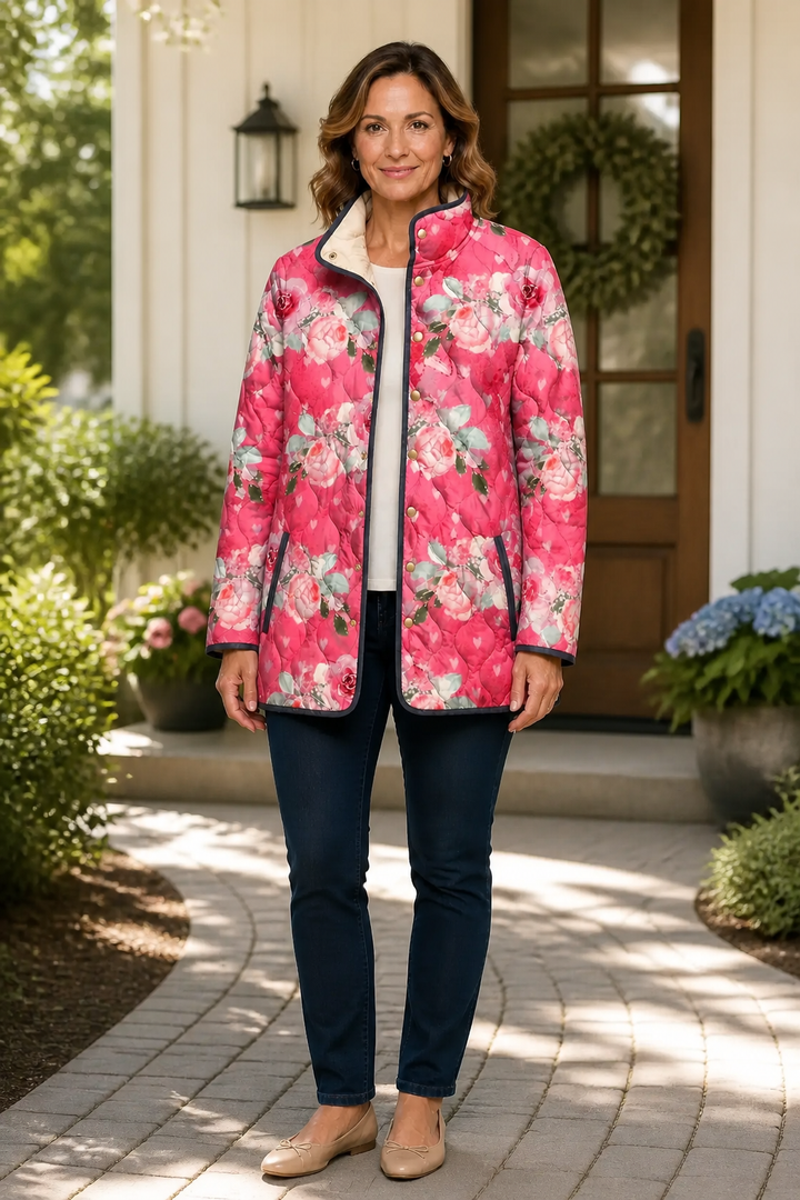 Wearbella | Floral Print Quilted Puffer Jacket für Frauen