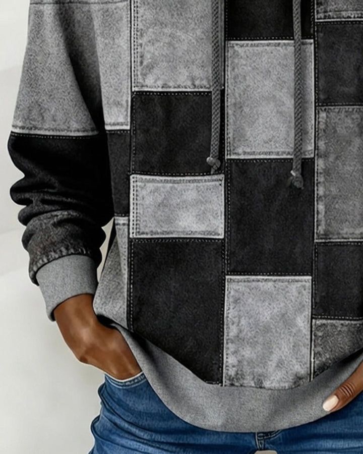 Denim | Langarm-Karierten Hoodie für lässige Styles