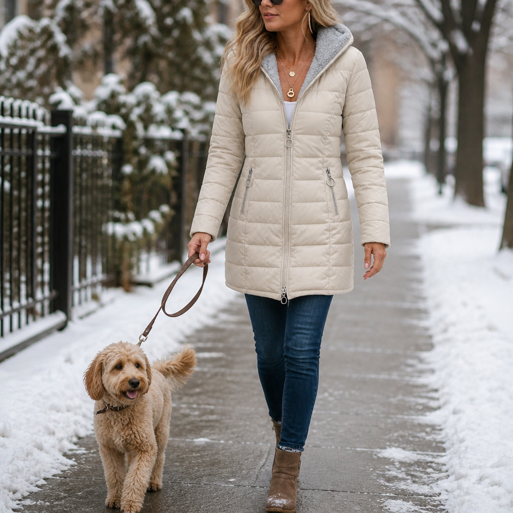 Wintervale | Plush-Lined Hooded Longline Puffer Coat – Warm und Chic für den Winter