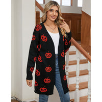 Jette | Kürbis-Motiv Weicher Strick Halloween-Strickjacke
