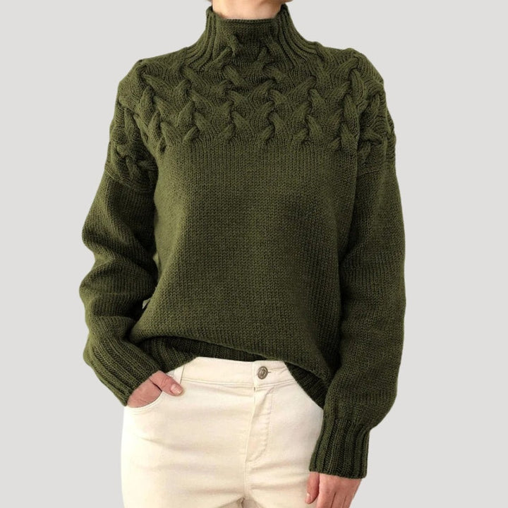 Sophia | Zopfmuster Rollkragen Strickpullover für Damen