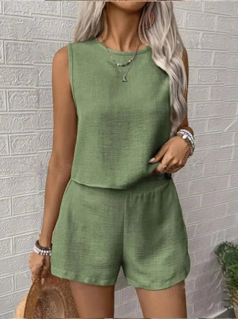 Andrea | Zweiteiliges Set – Ärmellose Weste und Shorts für den Sommer