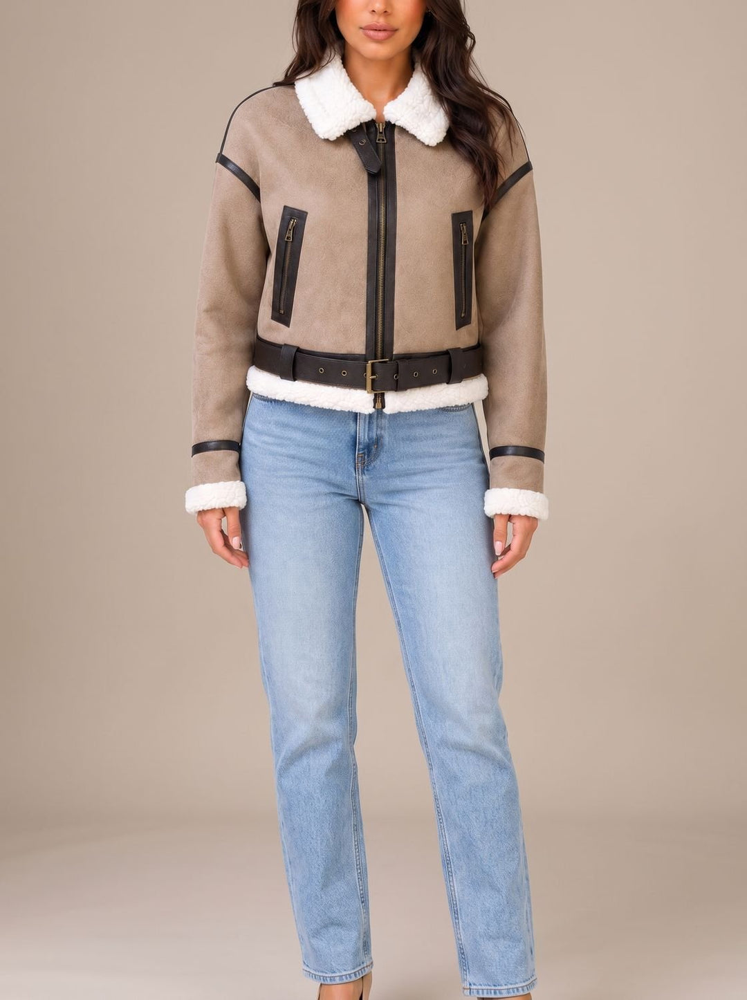 Marlene | Teddyjacke – Kurze Teddyjacke im Aviator-Stil für Damen