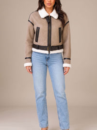 Emma | Damen Teddyjacke Im Kurzen Aviator-Stil für Damen