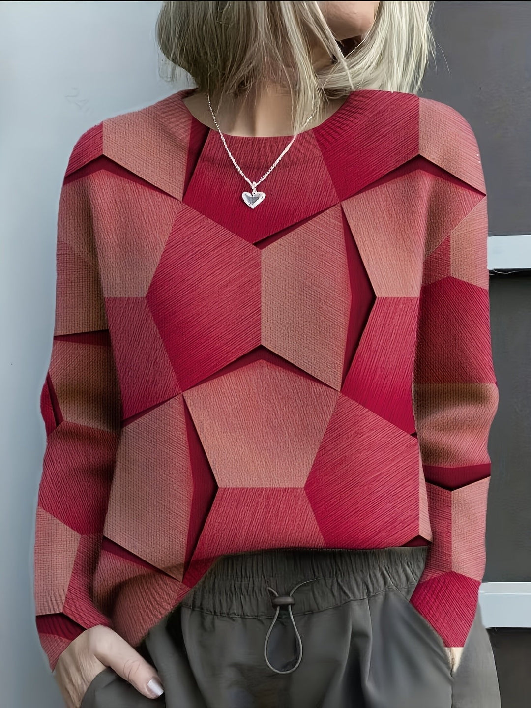 Sanae | Trendy Pullover – Geometrisches Muster für Damen