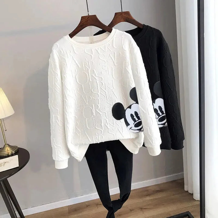 Georgia | Mickey Mouse Print Loose Sweater – Bequemer Stil für jeden Tag