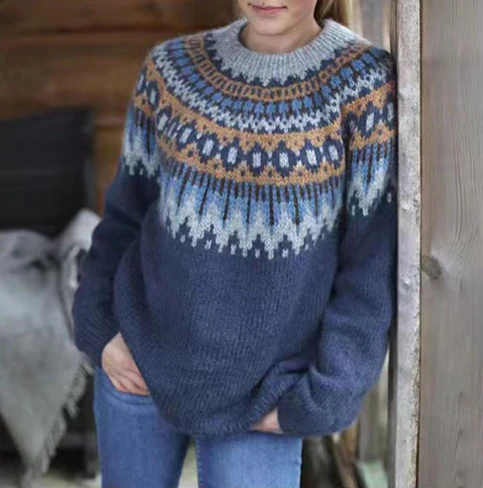 Daria | Wollpullover mit nordischem Muster für Frauen