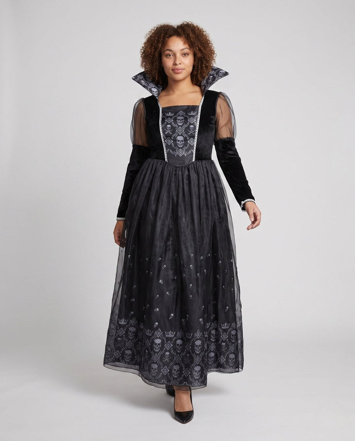 Drune | Elegant Halloween Dress – Unique Skull Pattern for Women